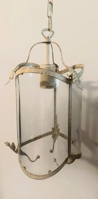 Farol de hierro crema y cristal