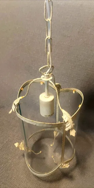 Farol de hierro crema y cristal