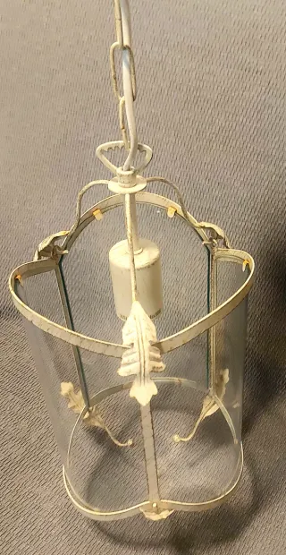 Farol de hierro crema y cristal