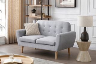 Sofás de tela grises como nuevos. 2 y 1 plaza