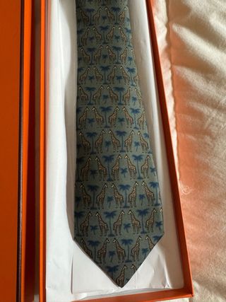 Corbata Hermes Jirafas Verde