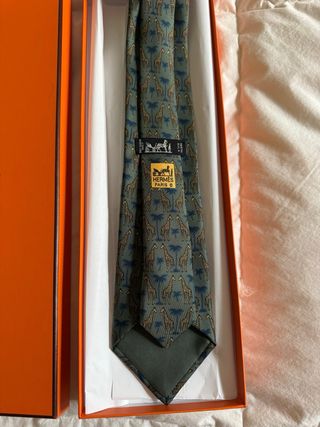 Corbata Hermes Jirafas Verde