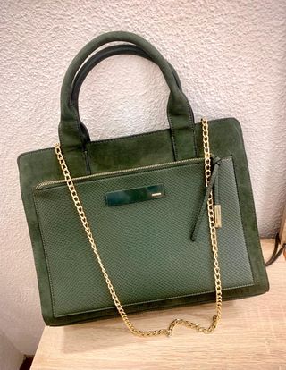 Bolso Parfois verde efecto piel serpiente