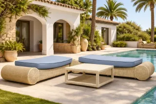 Conjunto 2 hamacas gigantes de exterior con mesa.