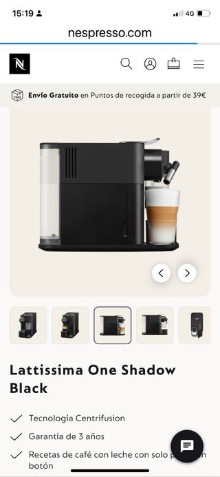 Cafetera Nespresso Lattissima One Shadow