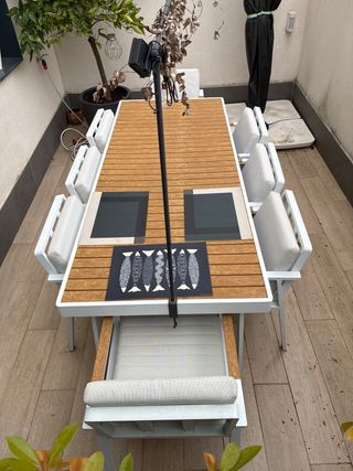 Mesa Comedor exterior 8pax Madera y Aluminio