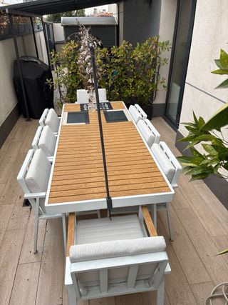 Mesa Comedor exterior 8pax Madera y Aluminio