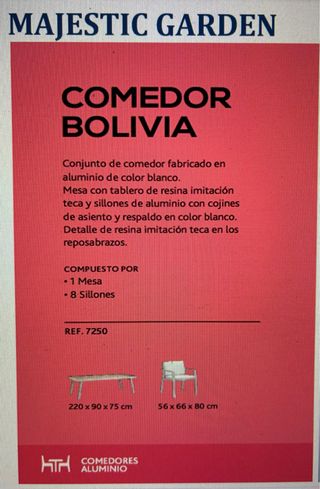 Mesa Comedor exterior 8pax Madera y Aluminio