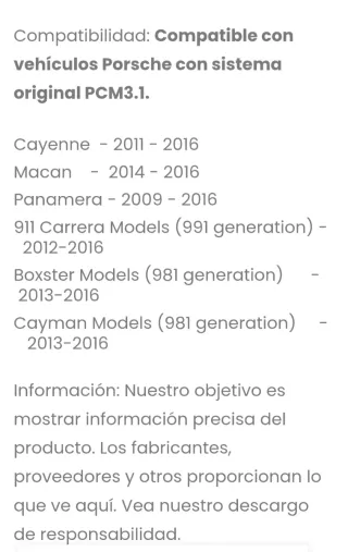 Carplay INTERFACE PORSCHE PCM inalambrico