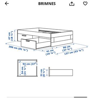 Cama Ikea Brimnes 90cm con cajones