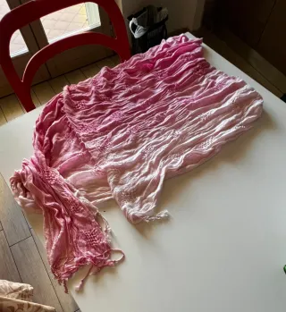 Pashmina cotone rosa effetto stropicciato