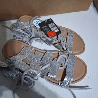 Sandalias plateadas talla 36 con purpurina