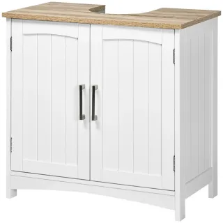 Mueble bajo lavabo suelo madera blanco