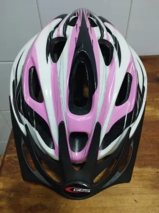 Casco de bici infantil GES rosa y blanco