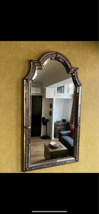 Espejo decorativo dorado y marrón 105x60