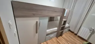 Dormitorio infantil litera con cajones. 1505x2840