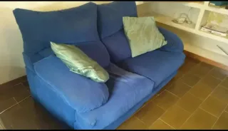 Sofá 3x2 plazas azul terciopelo