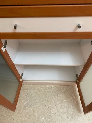 Mueble de baño madera y cristal