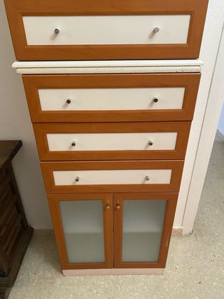 Mueble de baño madera y cristal