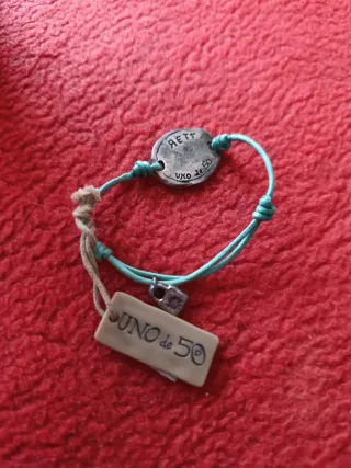Pulsera Uno de 50 Plata y Turquesa