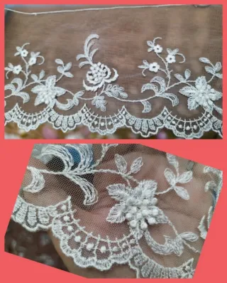 Pizzo su tulle panna