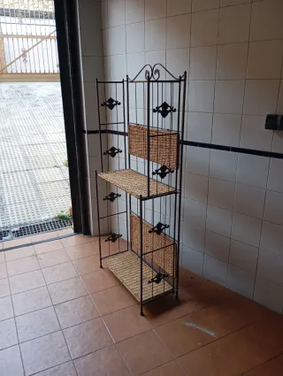 Estantería Hierro y Mimbre 4 Niveles