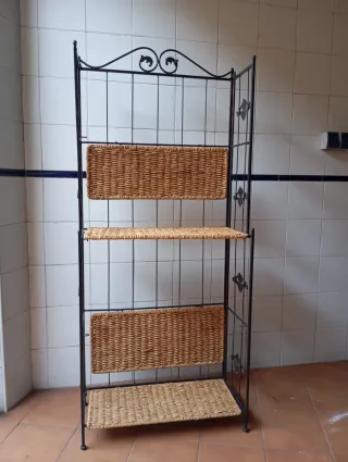 Estantería Hierro y Mimbre 4 Niveles
