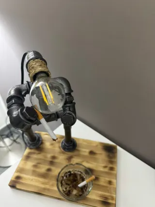 Lampada Stile Industriale Metallo Legno Vetro