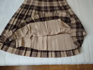 Falda tableada cuadros beige y marrón T44