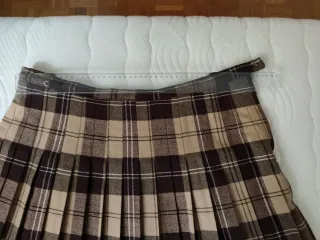 Falda tableada cuadros beige y marrón T44