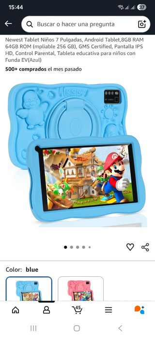 Tablet Infantil 7 Azul 8GB RAM 64GB ROM