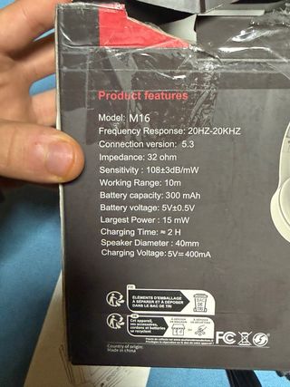 Auriculares Bluetooth Over-Ear M16