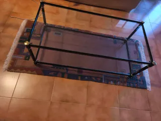 Mesa de centro cristal y metal