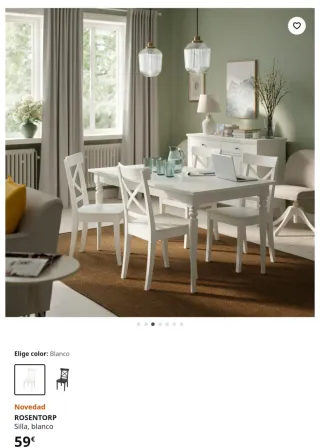 Sillas Blancas IKEA Madera Asiento Tela Azul