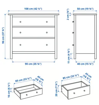 Cómoda IKEA Hemnes con accesorio cambiador.