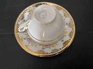 Conjunto Chávenas Café Antigas Porcelana Dourada
