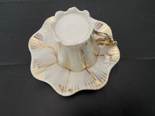 Conjunto Chávenas Café Antigas Porcelana Dourada