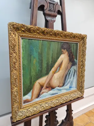 Óleo antiguo figura femenina