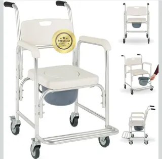 Silla Cagadero Ducha WC con Ruedas y Pies Abatibl