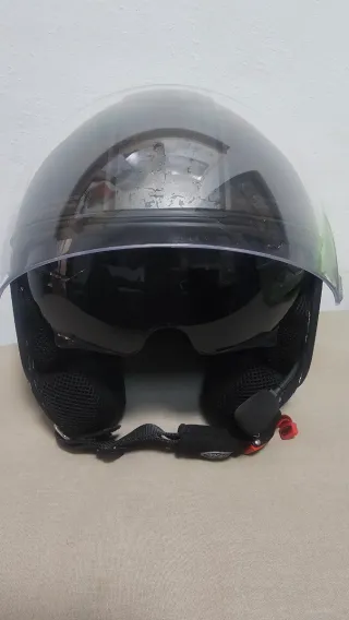 Pareja de Casco Moto Jet Negro con Visera Solar