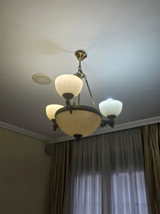 2 Lámparas de techo cristal y metal