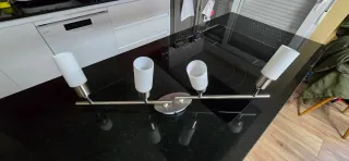 Lámpara de techo 4 focos metal y cristal