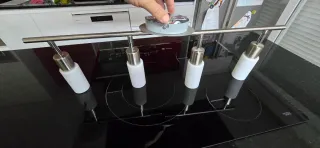 Lámpara de techo 4 focos metal y cristal