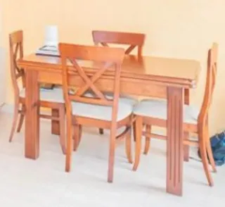 Mesa comedor extensible madera maciza + 4 sillas