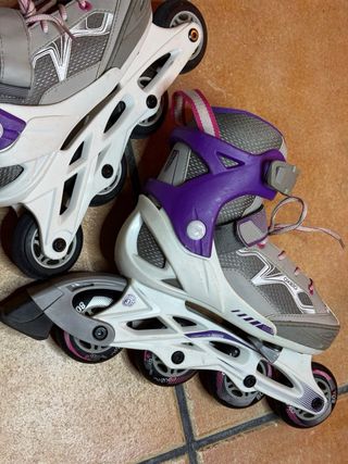 Patines en línea Oxelo tallas 32-35y casco rosa.