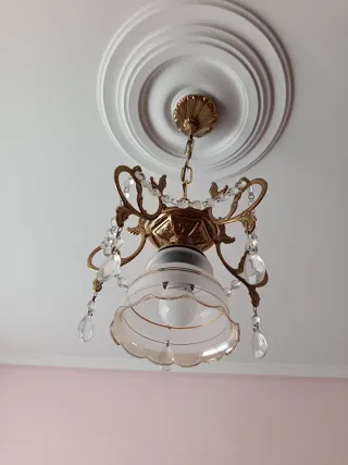 Lámpara de techo de bronce y cristal