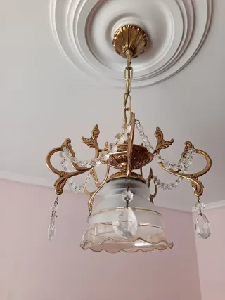 Lámpara de techo de bronce y cristal