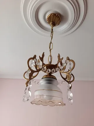 Lámpara de techo de bronce y cristal