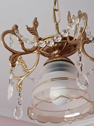 Lámpara de techo de bronce y cristal