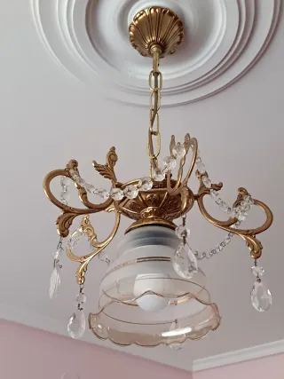 Lámpara de techo de bronce y cristal